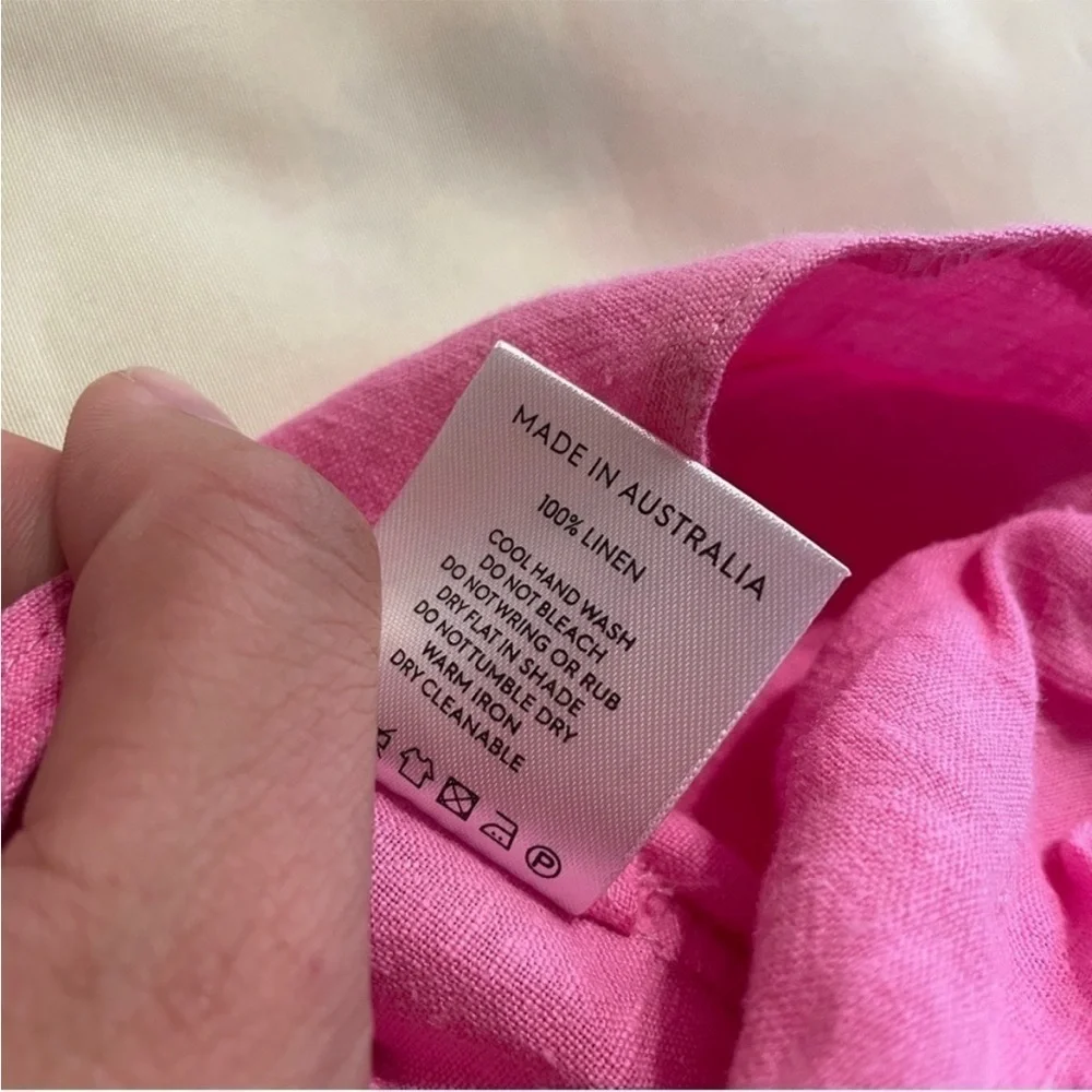 Natalie Rolt- Candy Pink Lilo High Waisted Linen Midi Skirt Size AU 3/ US 8